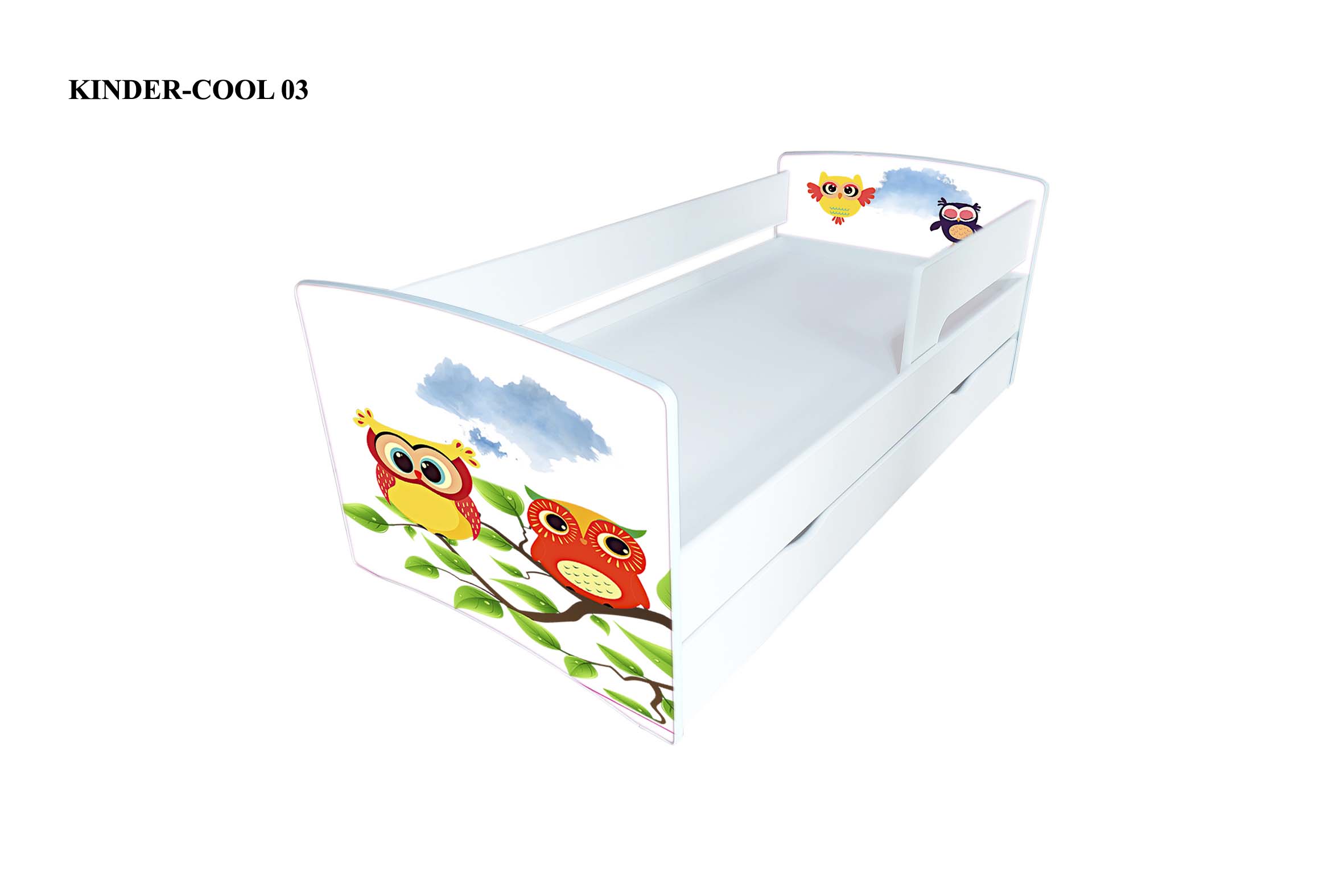 

Кровать детская Kinder-cool 03 с бортиком и ящиком 80х170 Viorina-Deko без матраса