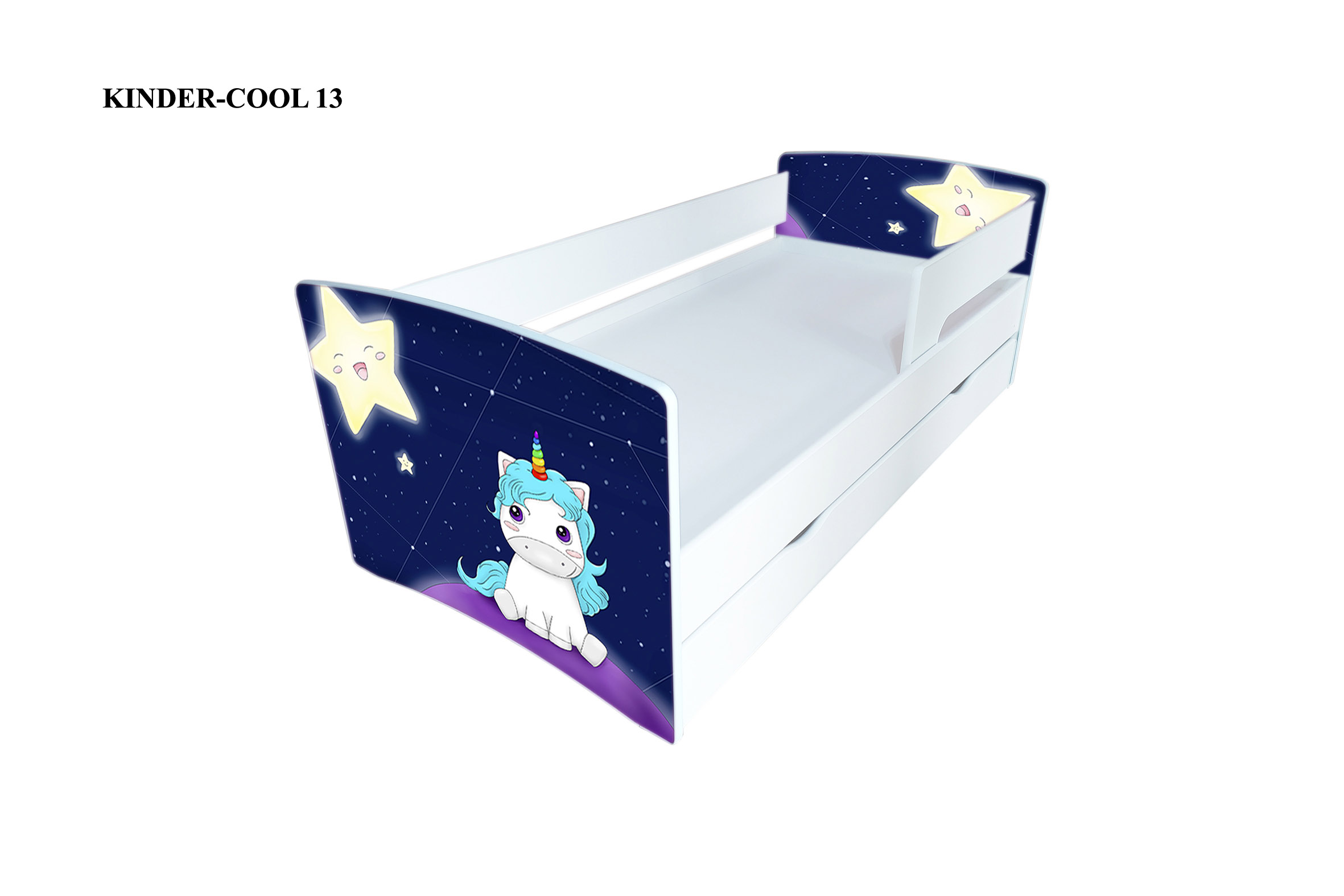 

Кровать детская Kinder-cool 13 с бортиком и ящиком 80х170 Viorina-Deko без матраса