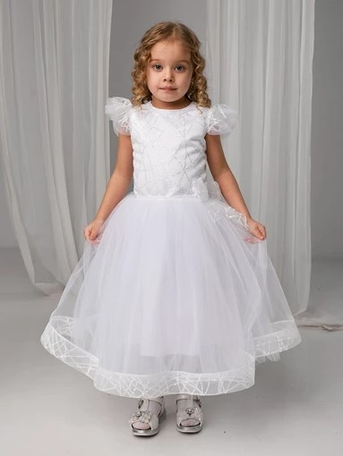 Акція на Дитяче літнє святкове фатинове плаття для дівчинки Tair Нарядная одежда 101ПЛ 92 см Біле від Rozetka