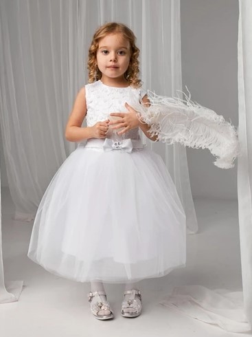 Акція на Дитяче святкове фатинове плаття для дівчинки Tair Нарядная одежда 103ПЛ 92 см Біле від Rozetka