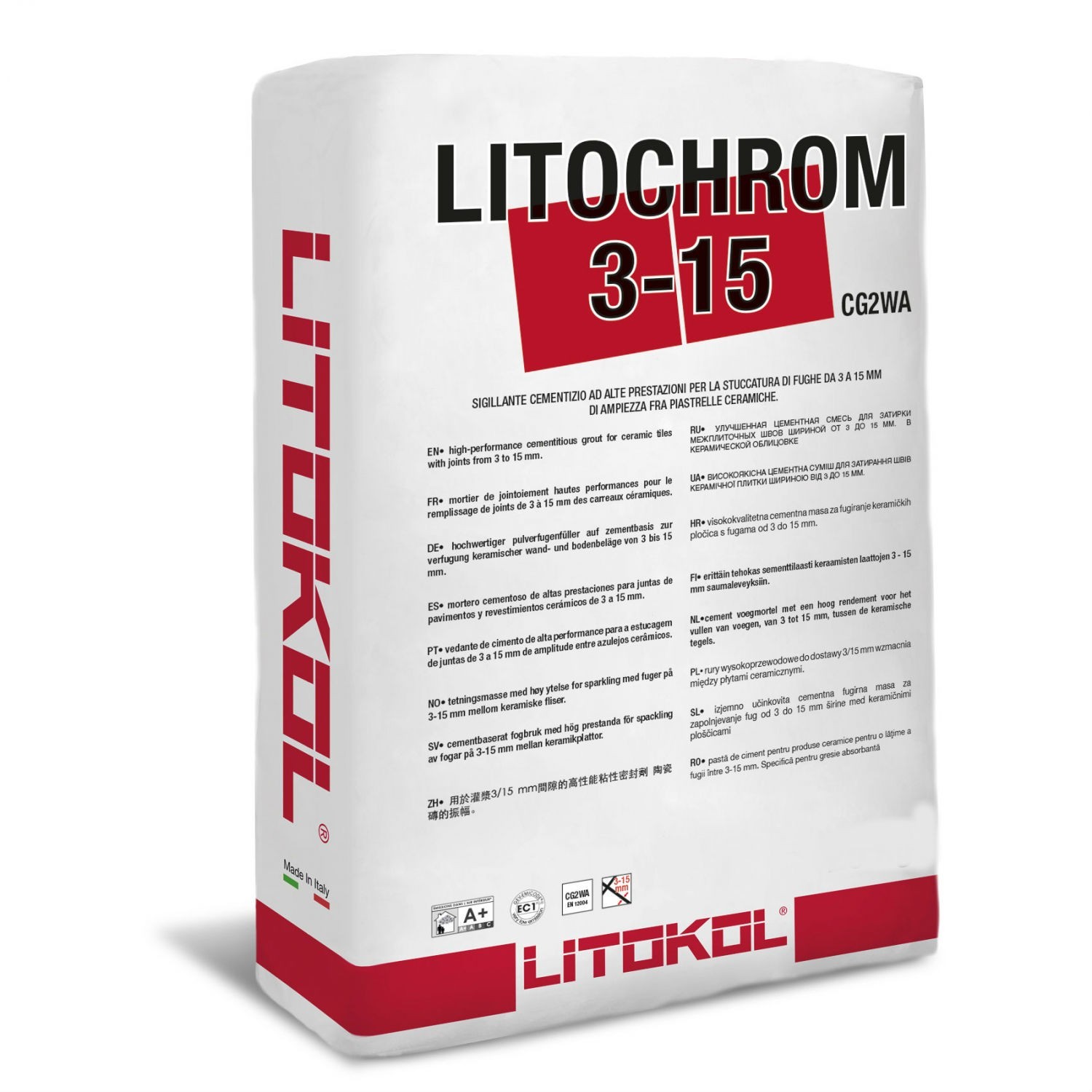 

Цементная затирка для швов шириной от 3 до 16 мм Litokol LITOCHROM 3-15 С.80 карамель 5 кг