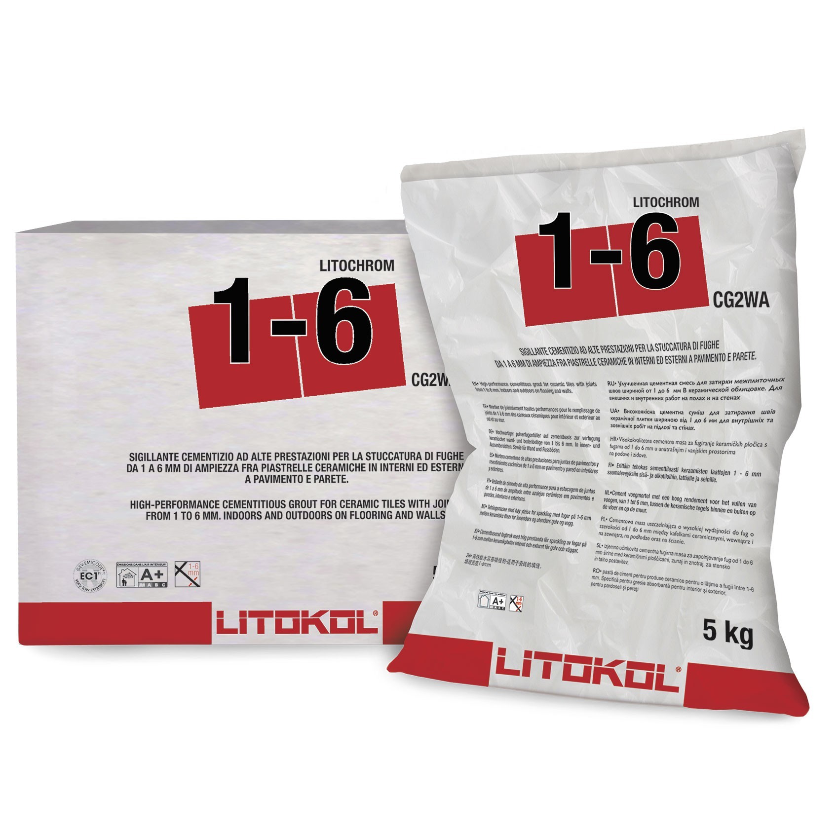 

Цементная затирка для швов шириной от 1 до 6 мм Litokol LITOCHROM 1-6 С.80 карамель 5 кг
