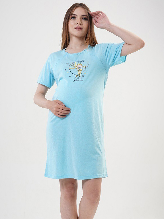 Акція на Нічна сорочка для вагітних Vienetta 187825 XL Блакитна від Rozetka