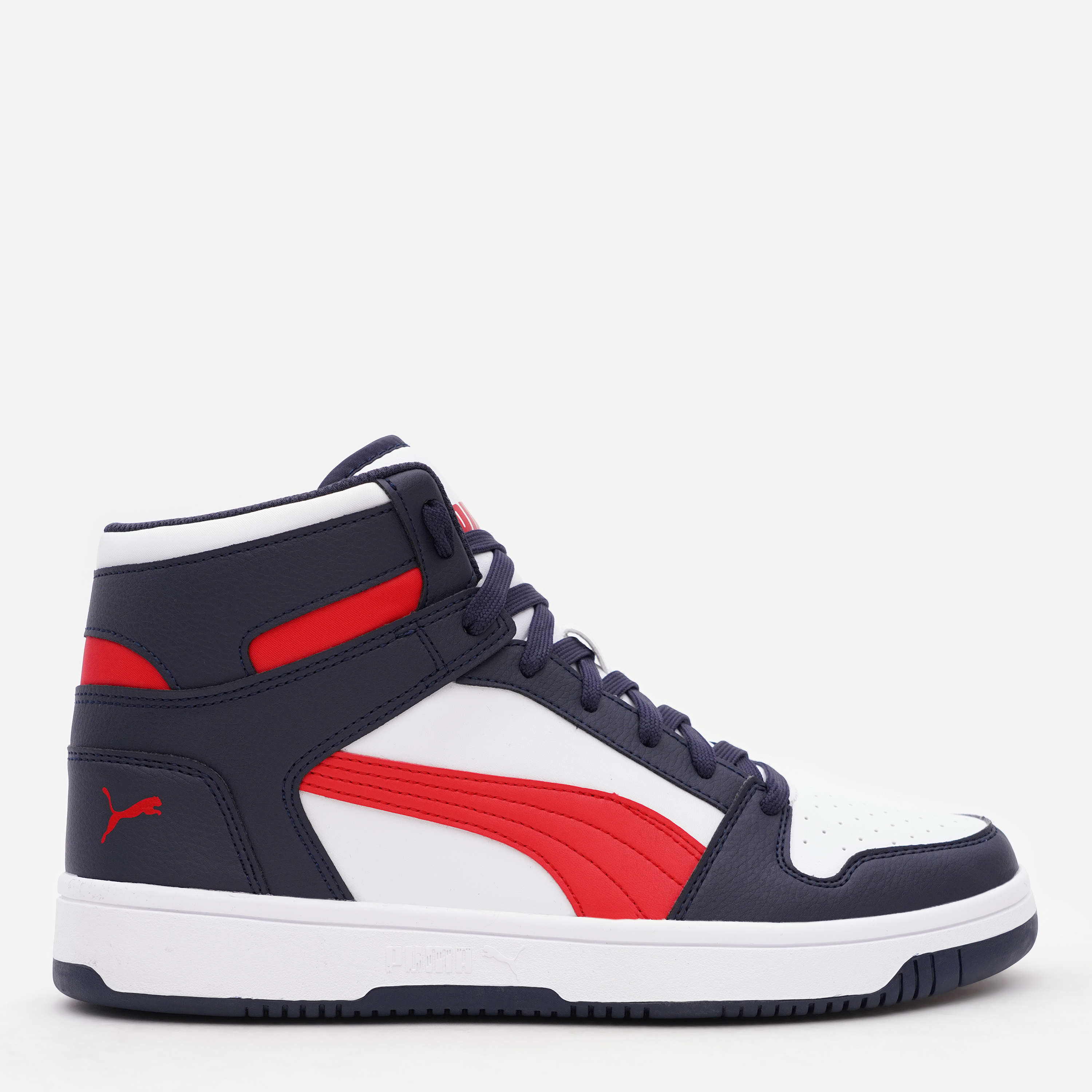 Акція на Чоловічі черевики низькі Puma Rebound LayUp SL 36957329 42 (8) 27 см Parisian Night-High Risk Red-White від Rozetka