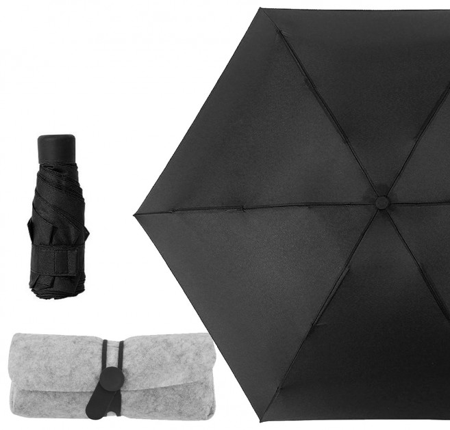 

Складной компактный зонт в тканевом футляре для мужчин и женщин Umbrella Черный