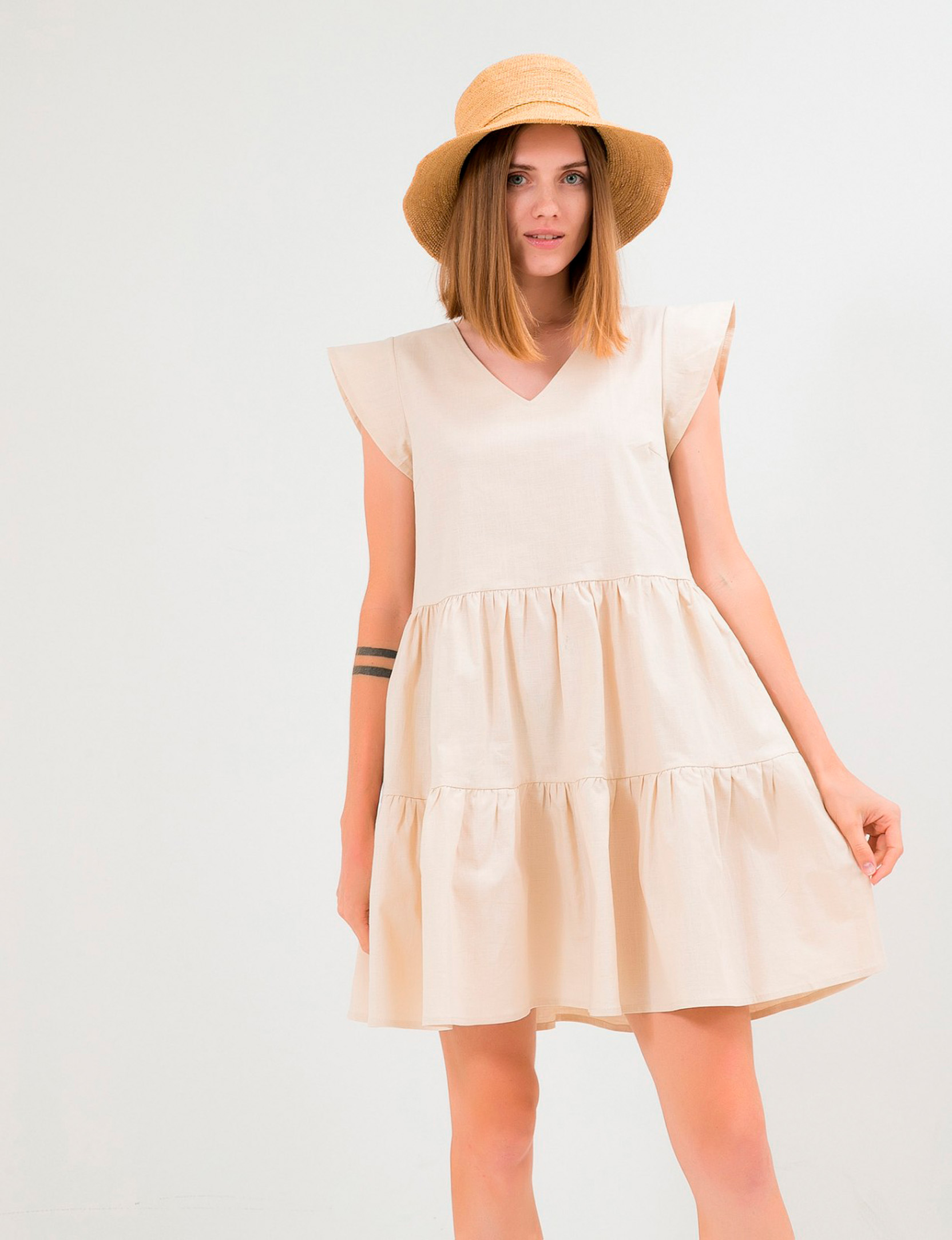 

Платье Wear me двухярусное из льна M Светлый беж 1w/19/32