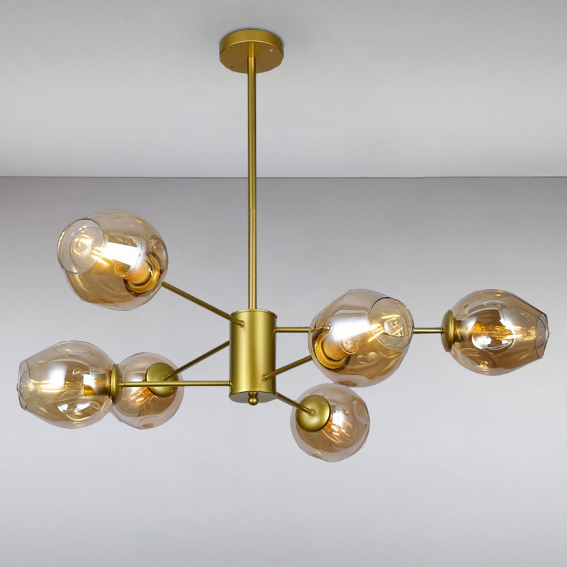 

Люстра подвесная молекула Light House LS-15178-6 GD+BR золото