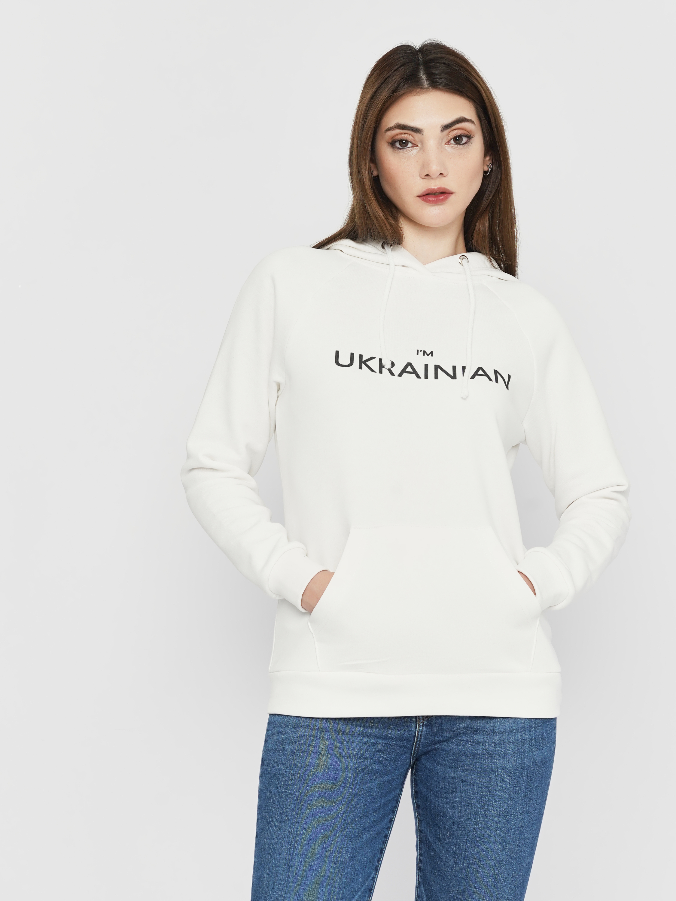 Акція на Худі оверсайз жіноче Love&Live I am Ukrainian LLP02427 L Біле від Rozetka