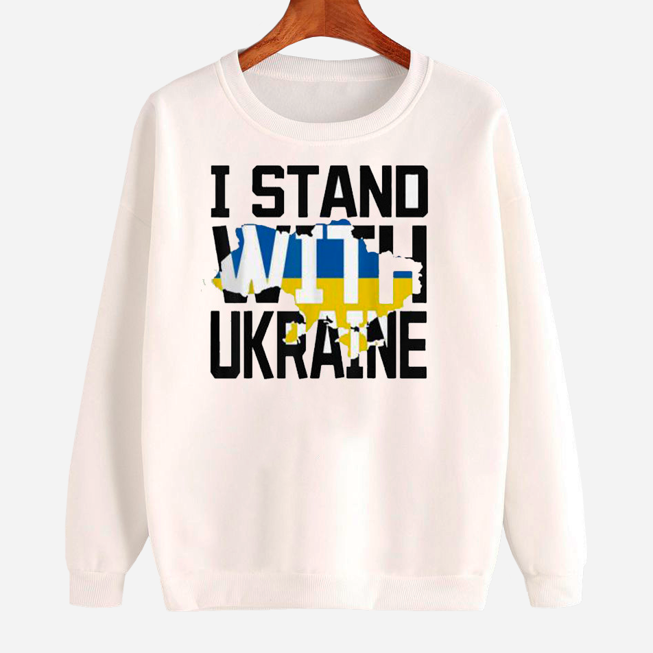 Акція на Світшот жіночий Love&Live I stand with Ukraine LLP01529 M Білий з принтом від Rozetka