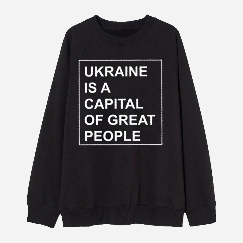Акція на Світшот жіночий Love&Live Ukraine is a capital of great people LLP01616 XXL Чорний з принтом від Rozetka