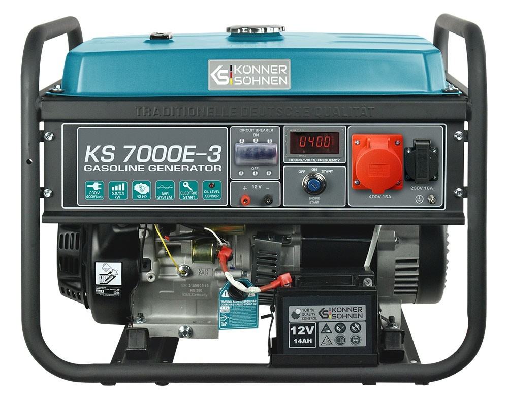 Бензиновый трехфазный генератор Konner&Sohnen KS 7000E-3 5.0-5.5 кВт .