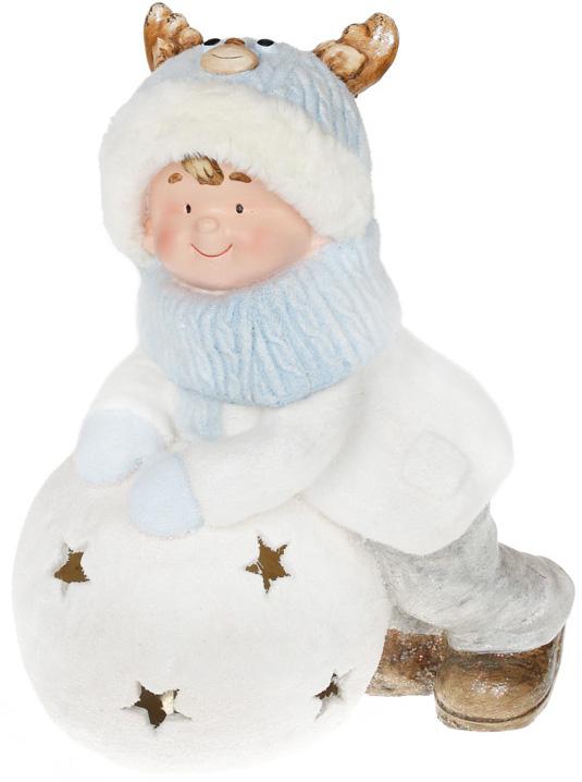 

Фигура керамическая "Малыш в шапке-олене на снежке" 43.5см с LED-подсветкой