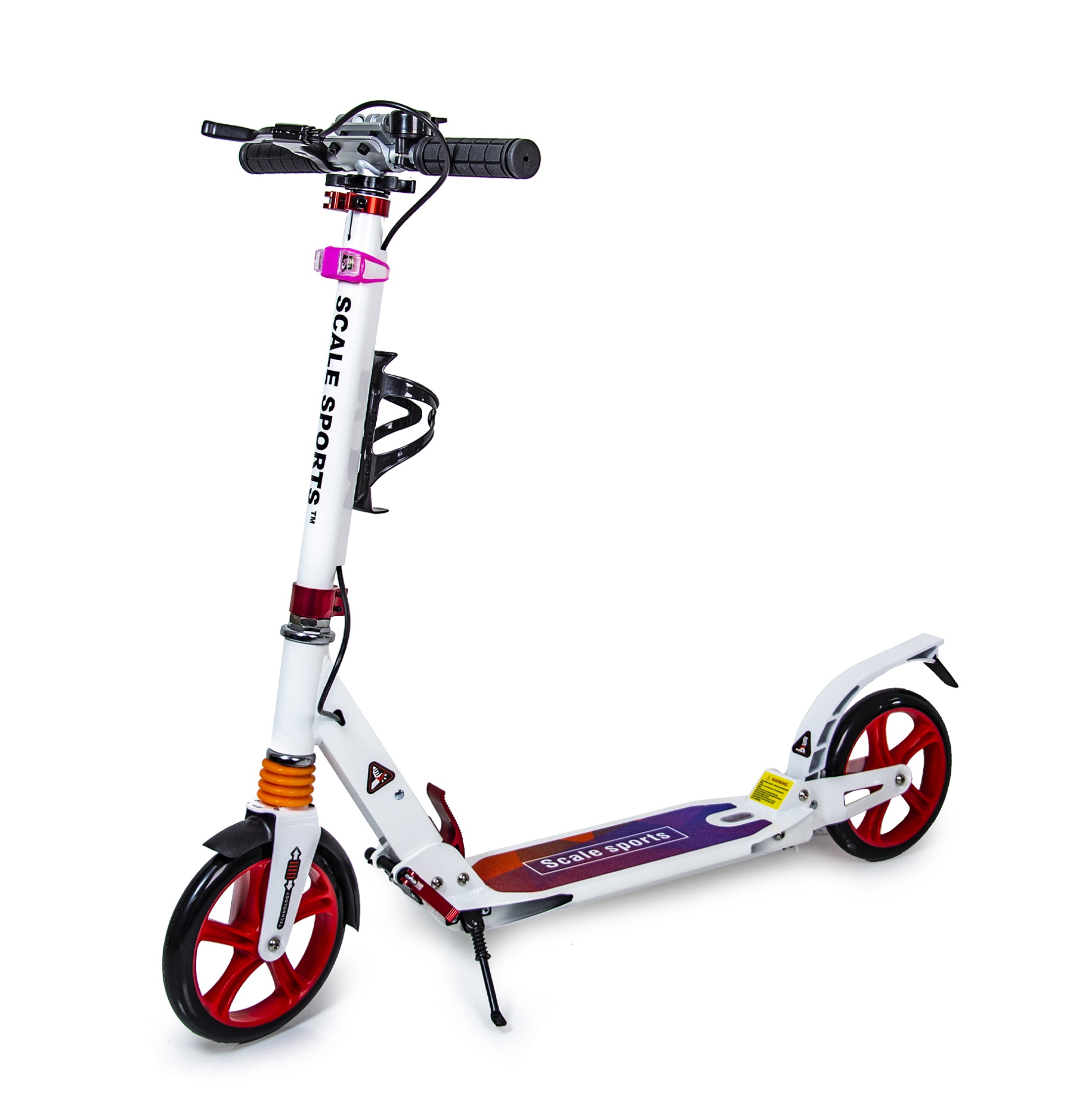 Двухколесный самокат Scale Sports SS-10. White (ручной тормоз, Led ...
