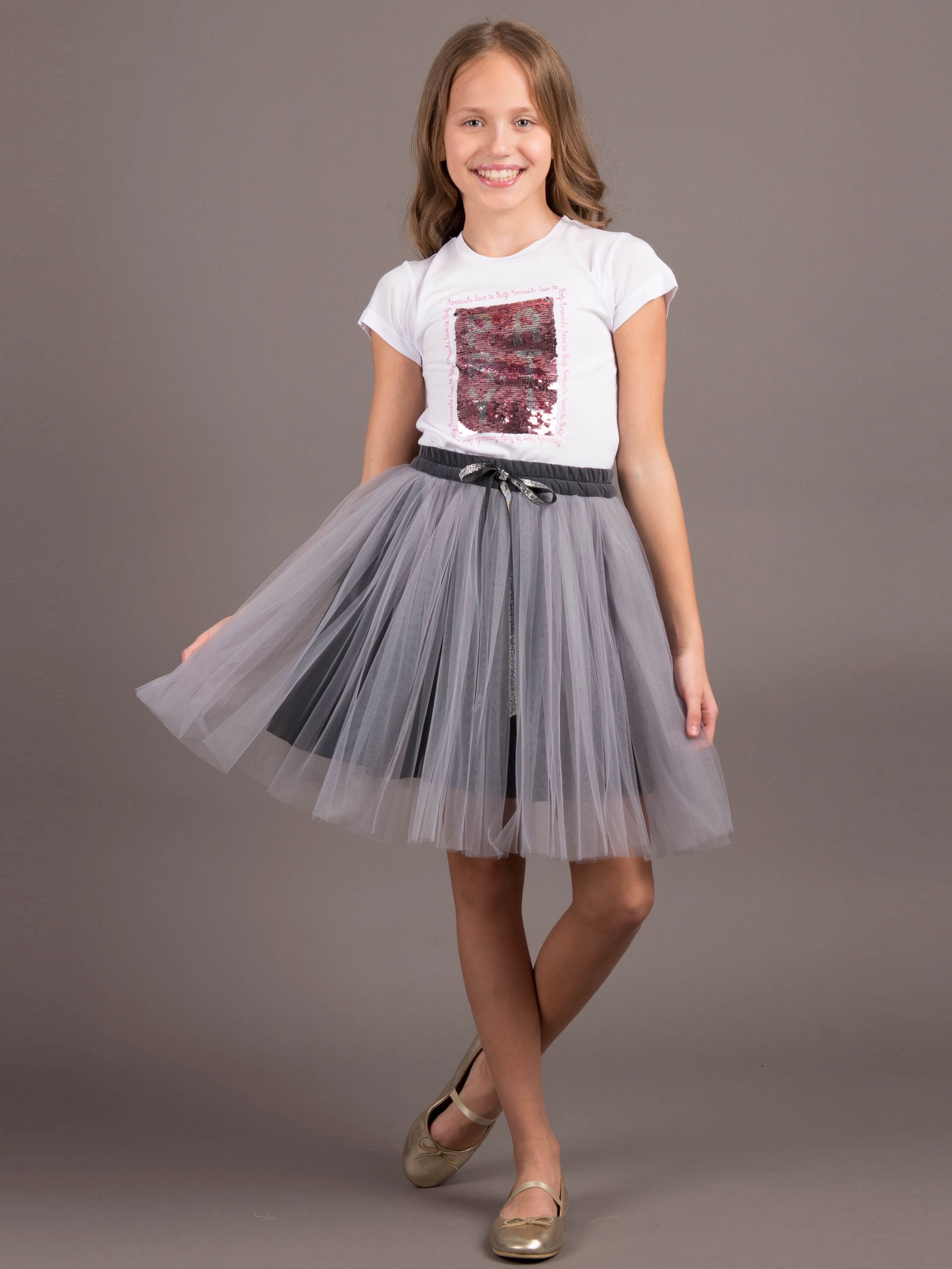 

Юбка ANDRE TAN Kids K30063P 146-152 см Серая