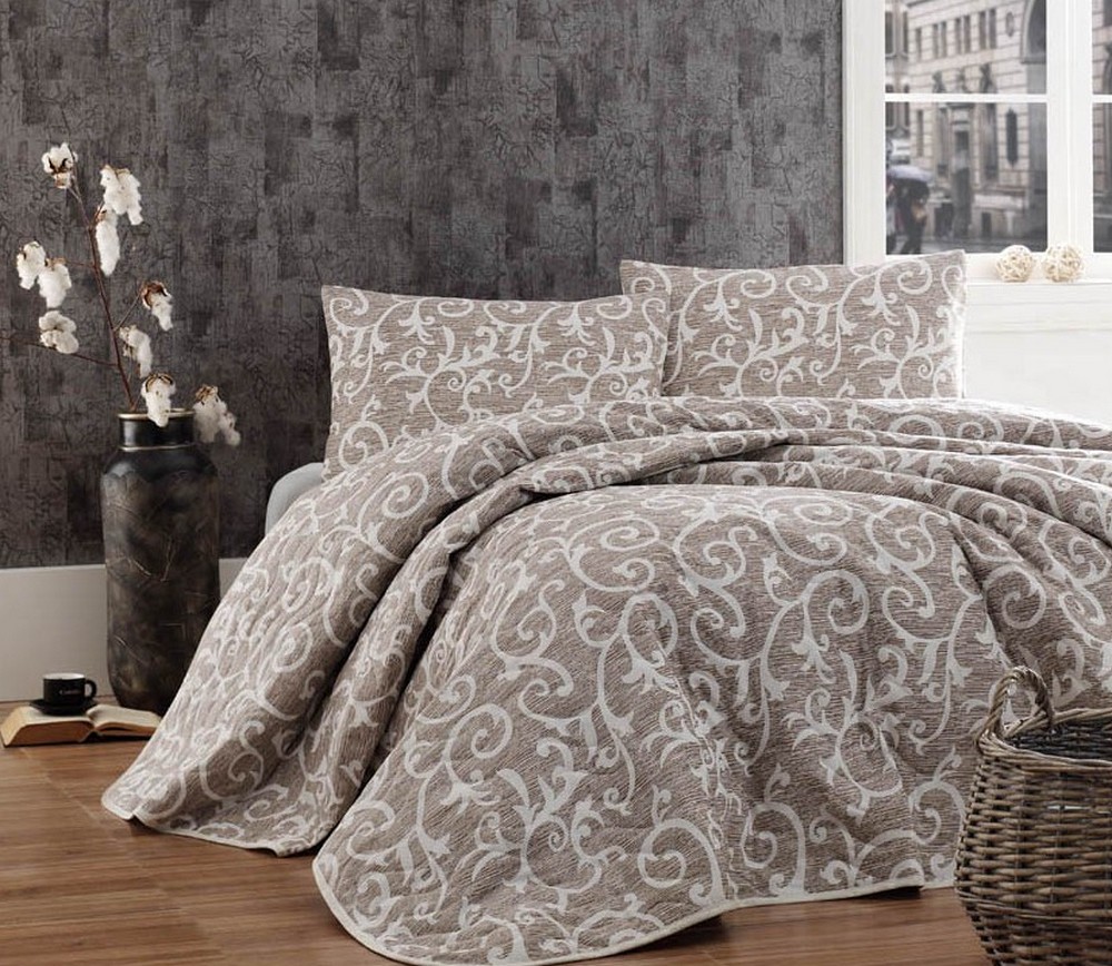 

Покрывало стеганое Eponj Home Merle Bej 160х220 с наволочкой 50х70