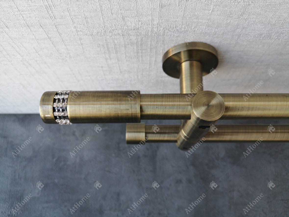 

Карниз Quadrum Хантос 200 см потолочный двойной универсальный Антик 19/19 мм гладкая (кольца с крючками)