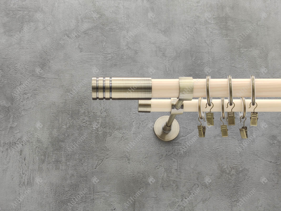 

Карниз Quadrum Модерно Цилиндр двойной дерево-металл 160 см слоновая кость/антик 25 мм