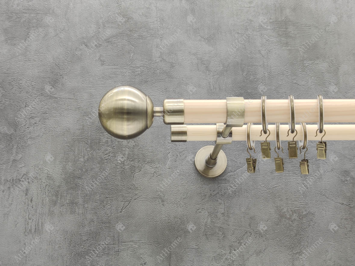 

Карниз Quadrum Модерно Шар двойной дерево-металл 200 см слоновая кость/антик 25 мм