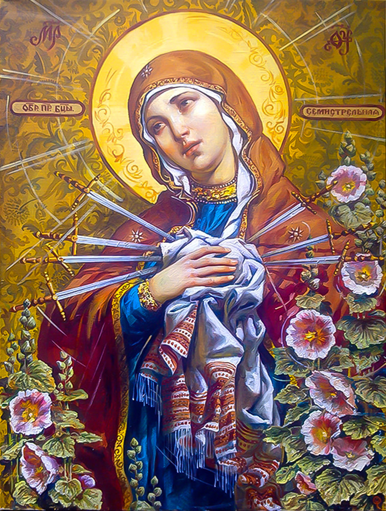 Алмазная Мозаика на Подрамнике Диамантовые ручки Икона Семистрельная ...