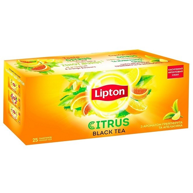 Чай Lipton Citrus Чорний з ароматом цитрусів пакетований 25 шт ...