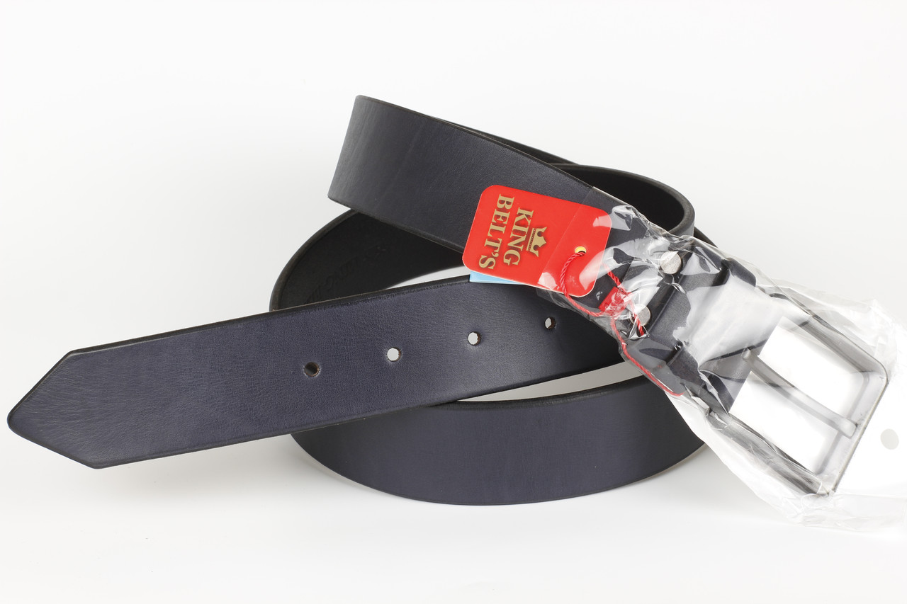 Ремень кожаный джинсовый синий King Belts 45 мм гладкий R050 – в ...
