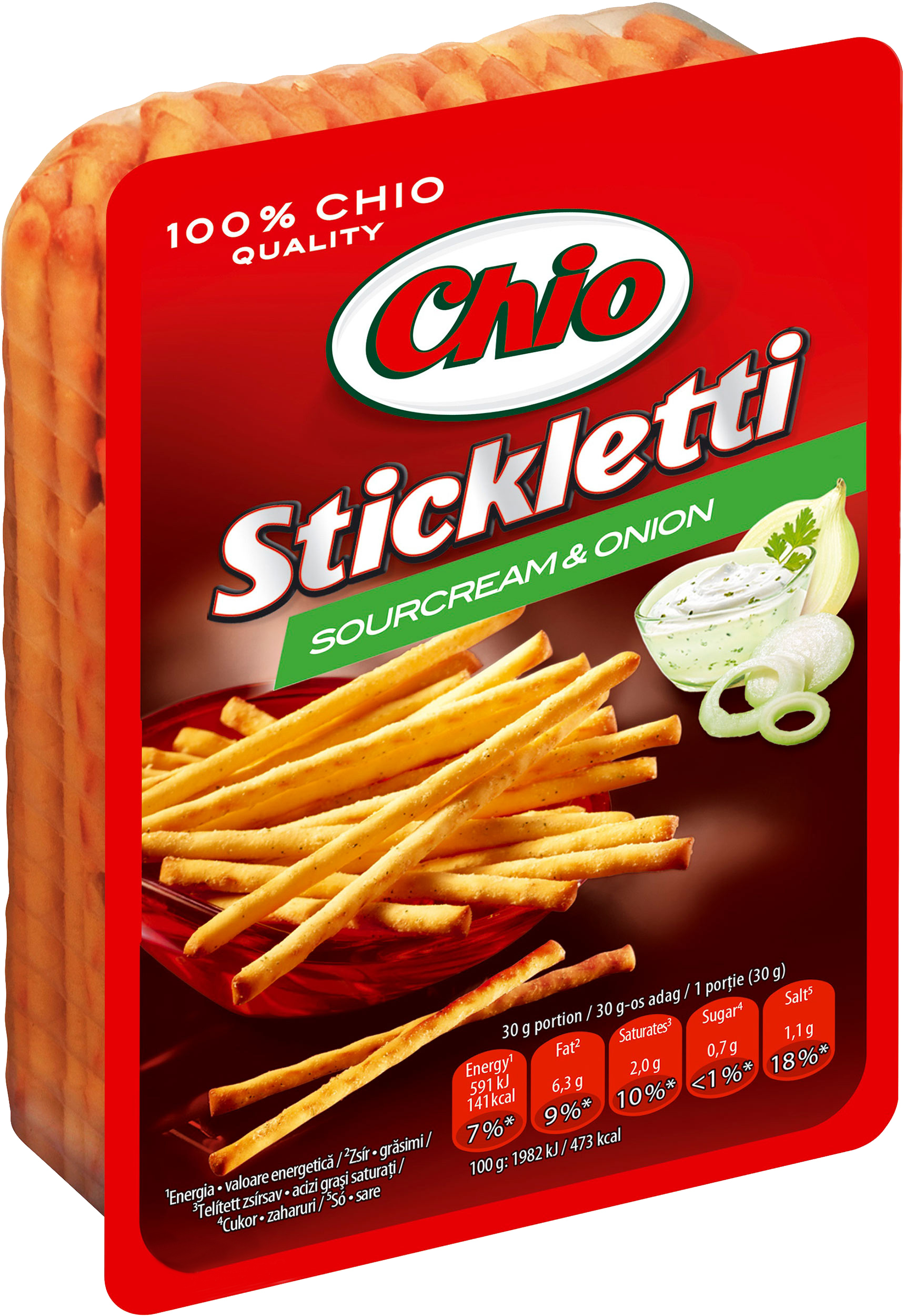 Акція на Упаковка соломки Chio Stickletti соленая со вкусом сметаны и лука 80 г х 30 шт (5996253000896) від Rozetka UA
