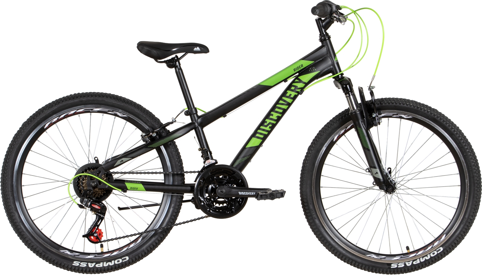 Велосипед Discovery RIDER AM Vbr 24" 11.5" 2022 Чорно-зелений (м) (OPS ...