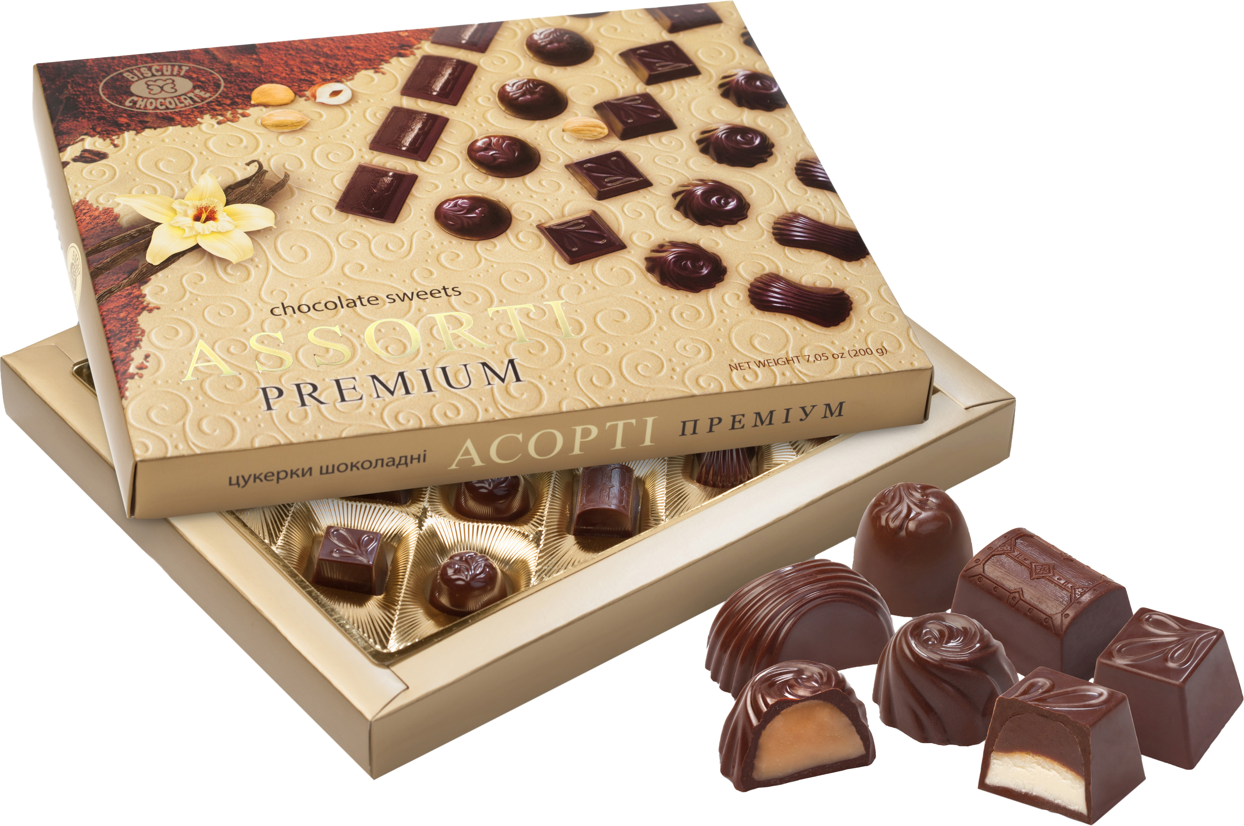 Набор конфет Бисквит-шоколад Assorti Premium 200 г (4820112368401 ...
