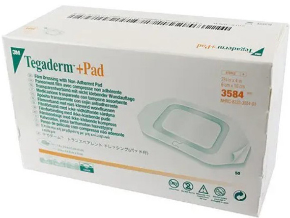 Пленочная повязка 3M Tegaderm + Pad с подушечкой 6 см х 10 см (3584 ...