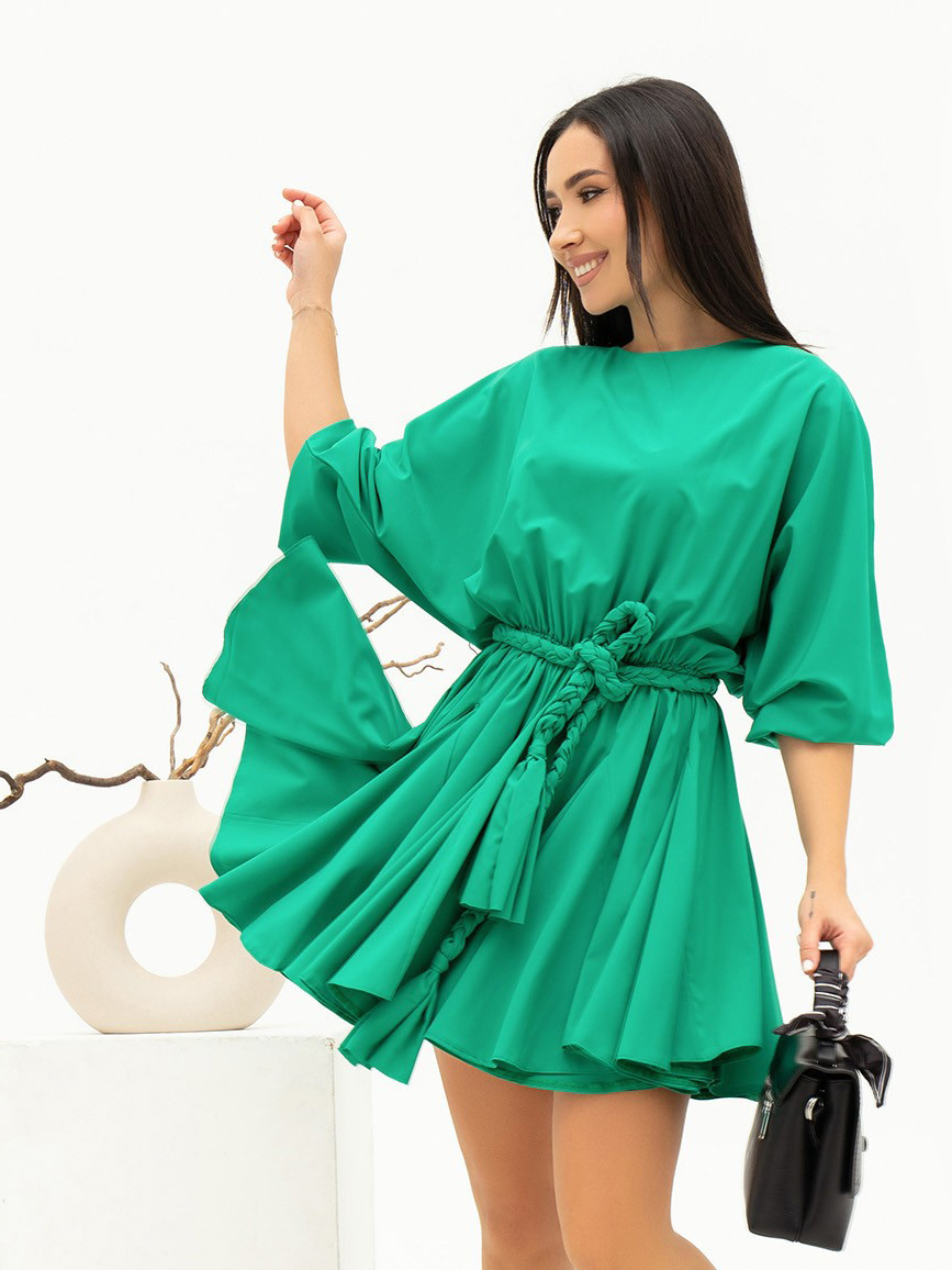 Акція на Плаття коротке літнє жіноче ISSA PLUS 13680 XL Зелене від Rozetka