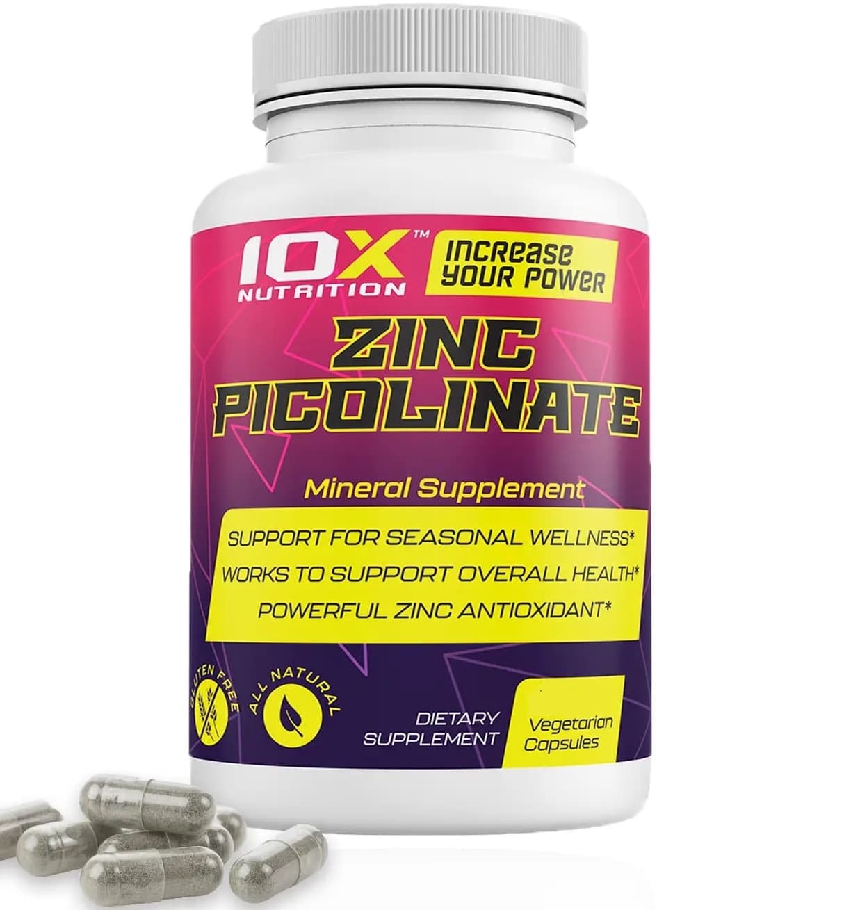 Микроэлемент Цинк для спорта 10XNutrition Zinc Picolinate 60 Veg Caps ...