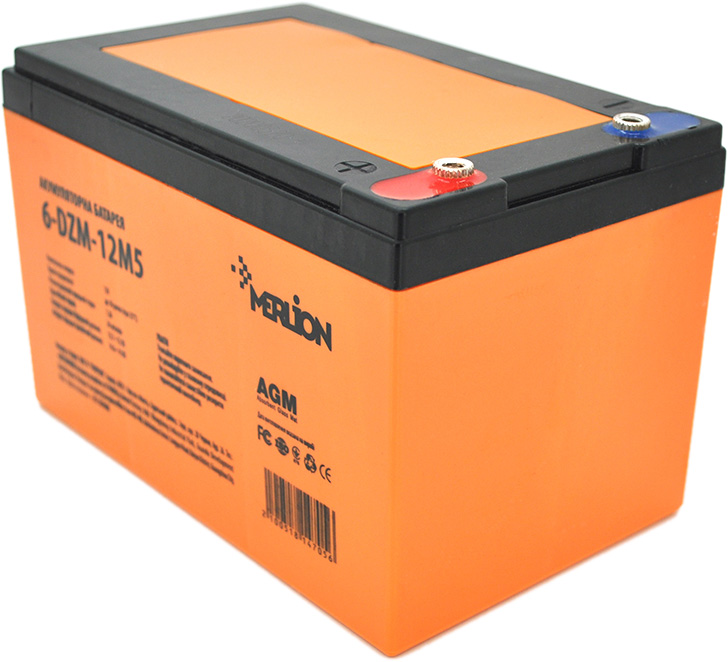 Тяговая аккумуляторная батарея AGM Merlion 6-DZM-12 12V 12Ah M5 ...