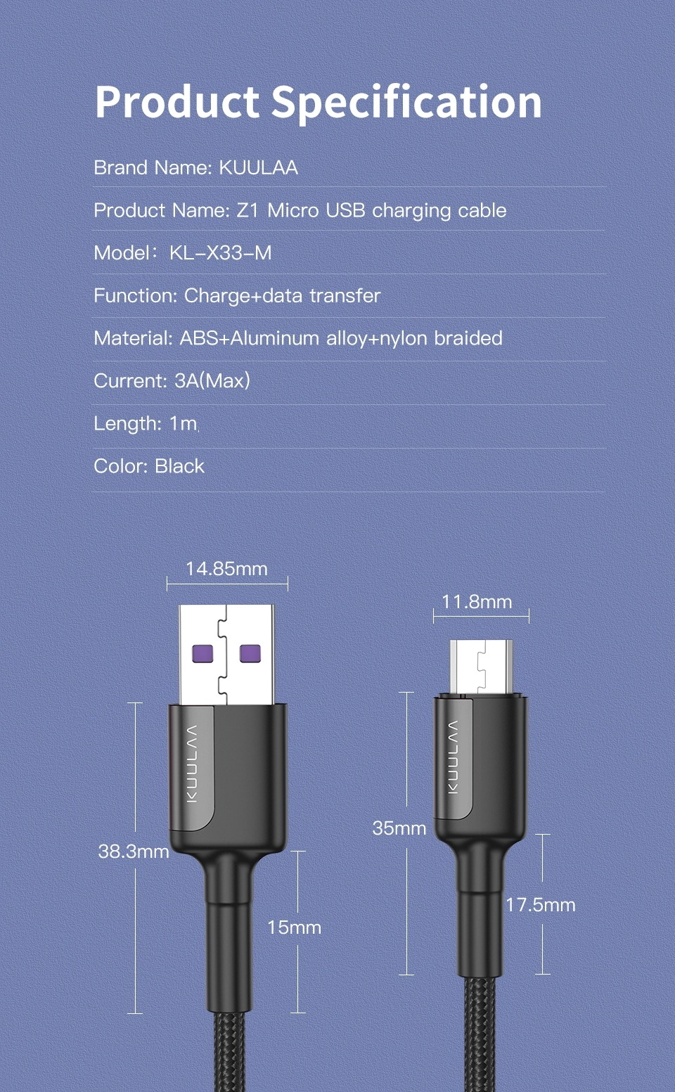 Кабель Micro USB - USB (1m) провод быстрой зарядки для телефона KUULAA  (KL-X33-M) Black-Grey – фото, отзывы, характеристики в интернет-магазине  ROZETKA от продавца: GuchnoShop | Купить в Украине: Киеве, Харькове,  Днепре, Одессе,