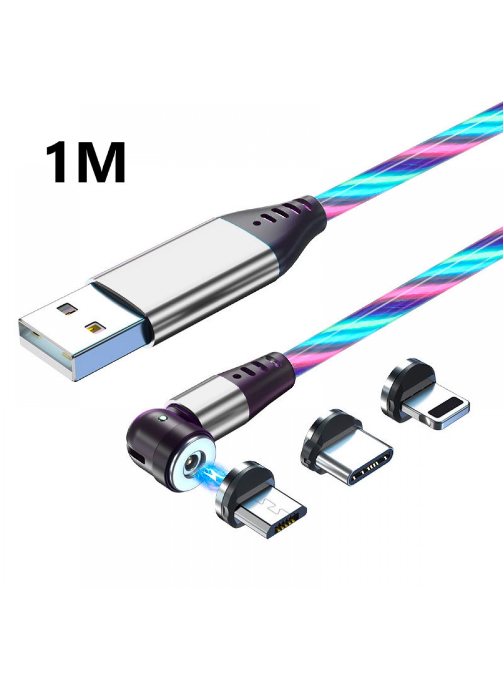 Зарядный кабель Foxconn Magneto Magic 540° LED - 1м. | 3 в 1 Type-C ...