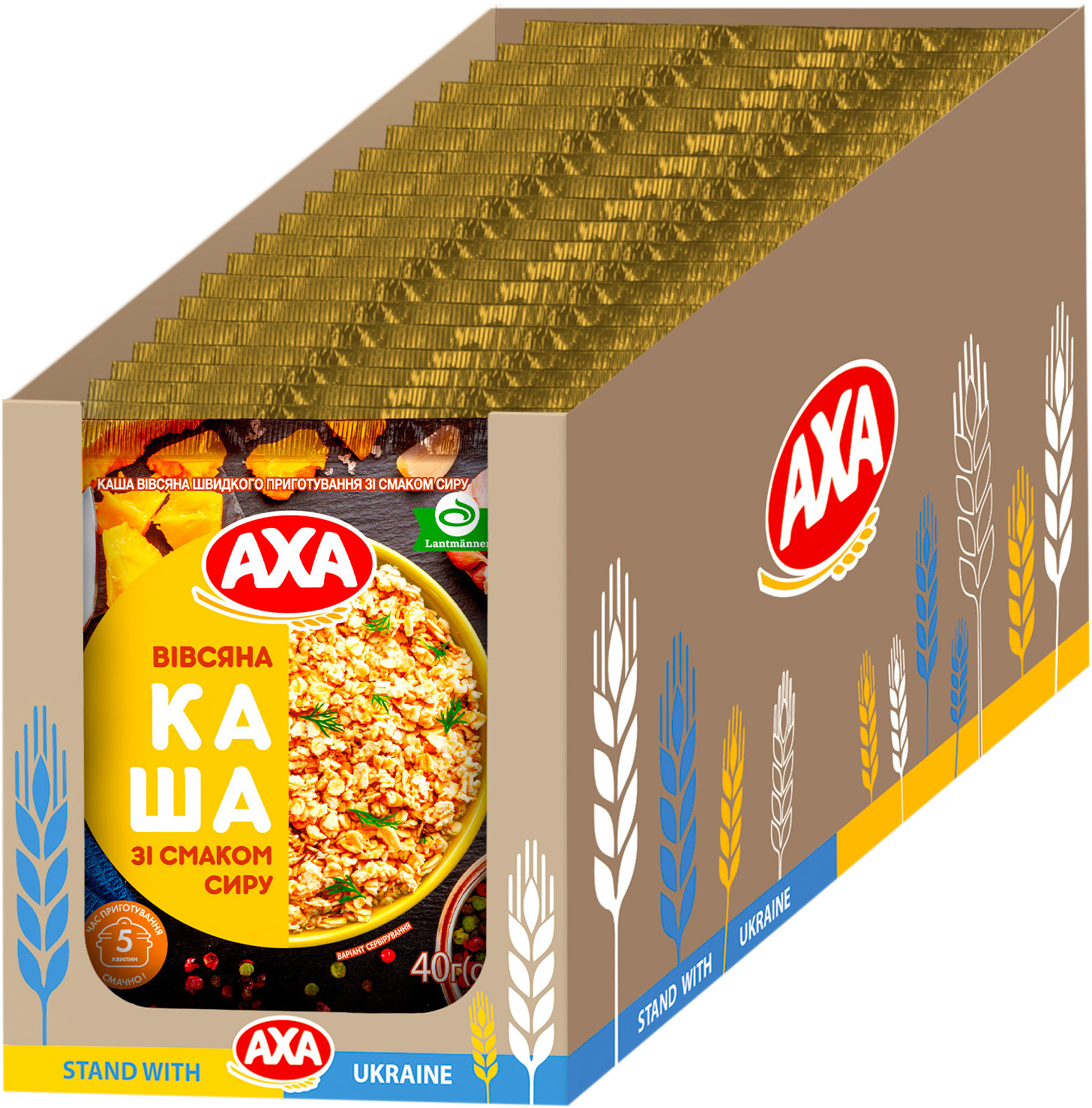 Упаковка каши быстрого приготовления АХА Овсяная со вкусом сыра 40 г х ...