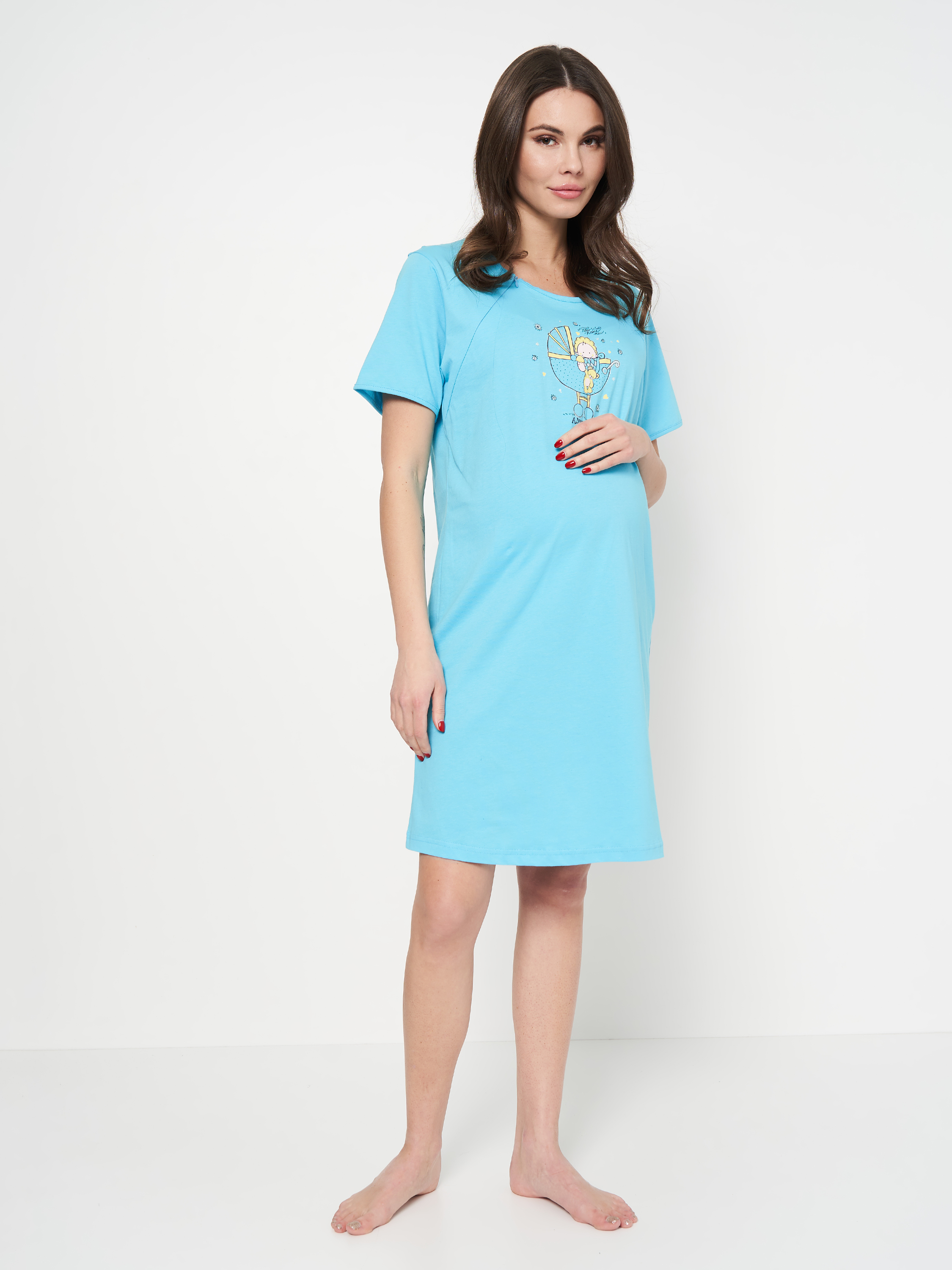 Акция на Нічна сорочка для вагітних Vienetta 187826 XL Синя от Rozetka