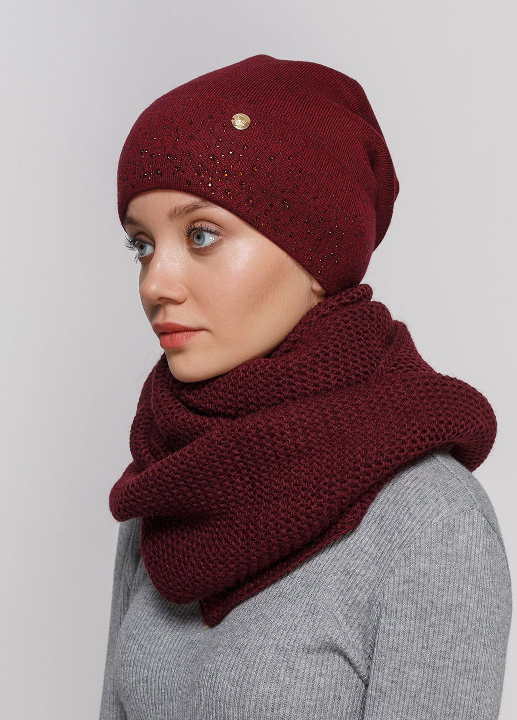 

Комплект (шапка, шарф-снуд) Fashion Star 56-60 см Бордовый 660436