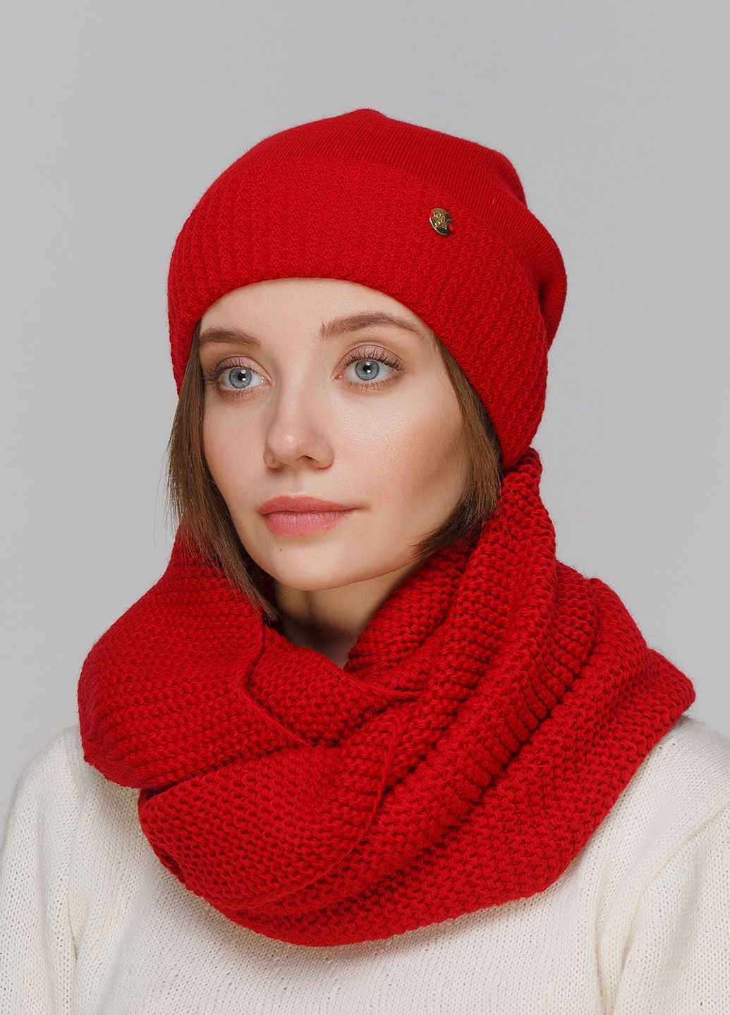 

Комплект (шапка, шарф-снуд) Fashion Star 56-60 см Красный 660414