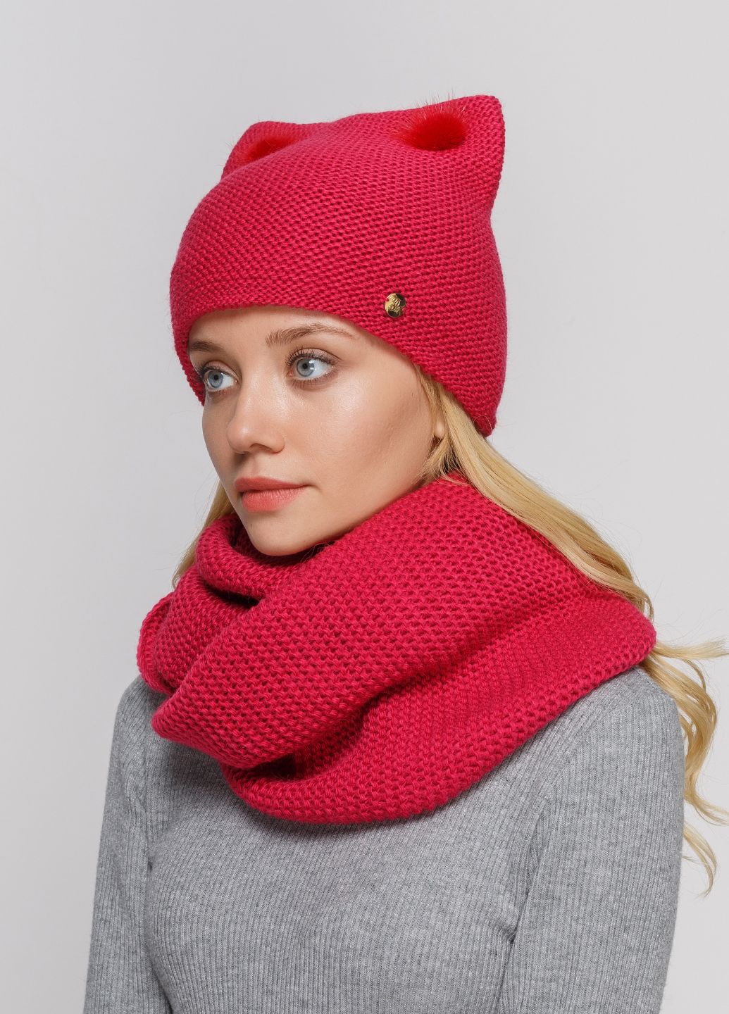 

Комплект (шапка, шарф-снуд) Fashion Star 56-60 см Малиновый 660476