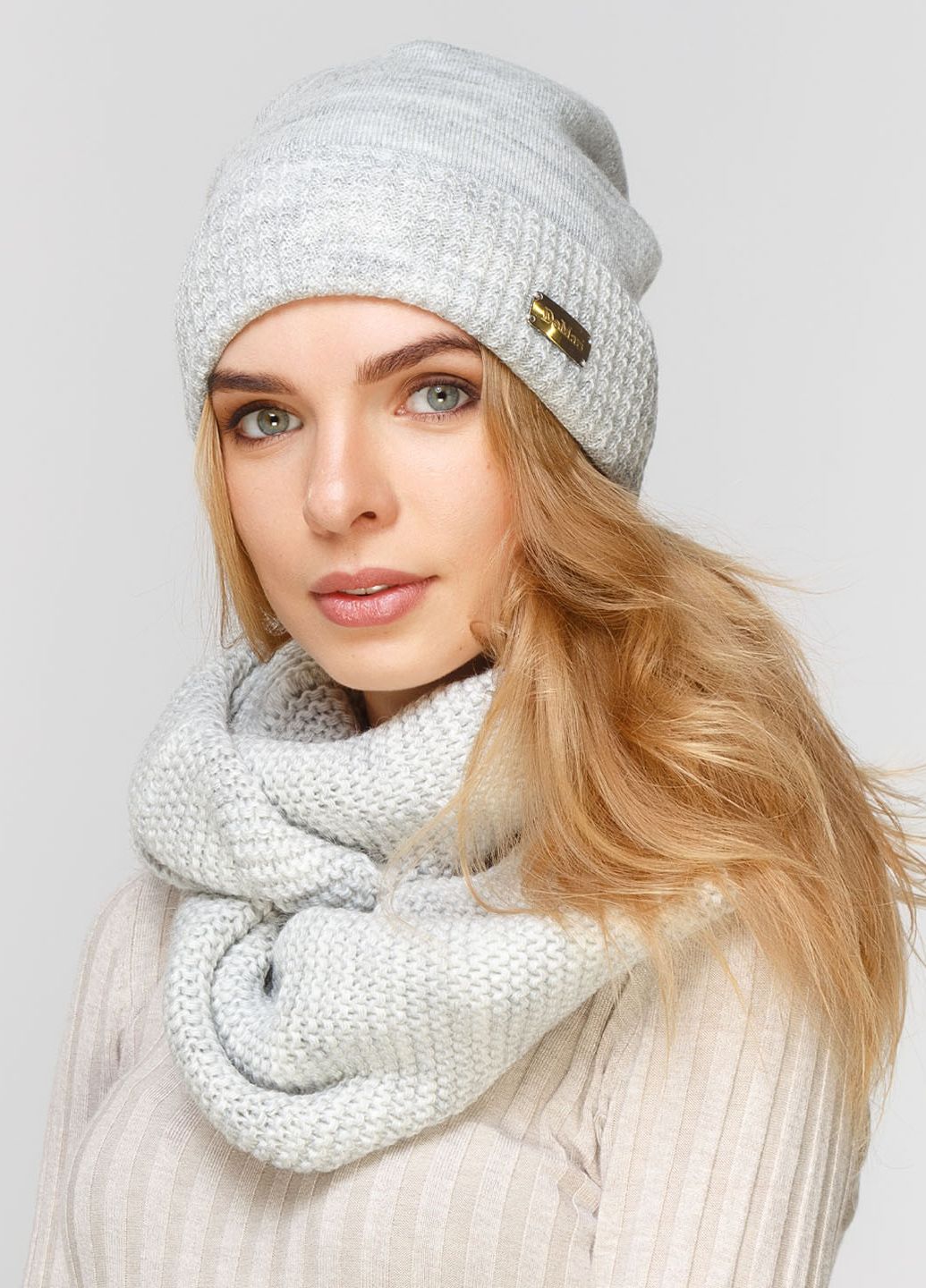 

Комплект (шапка, шарф-снуд) Fashion Star 56-60 см Дым 660404