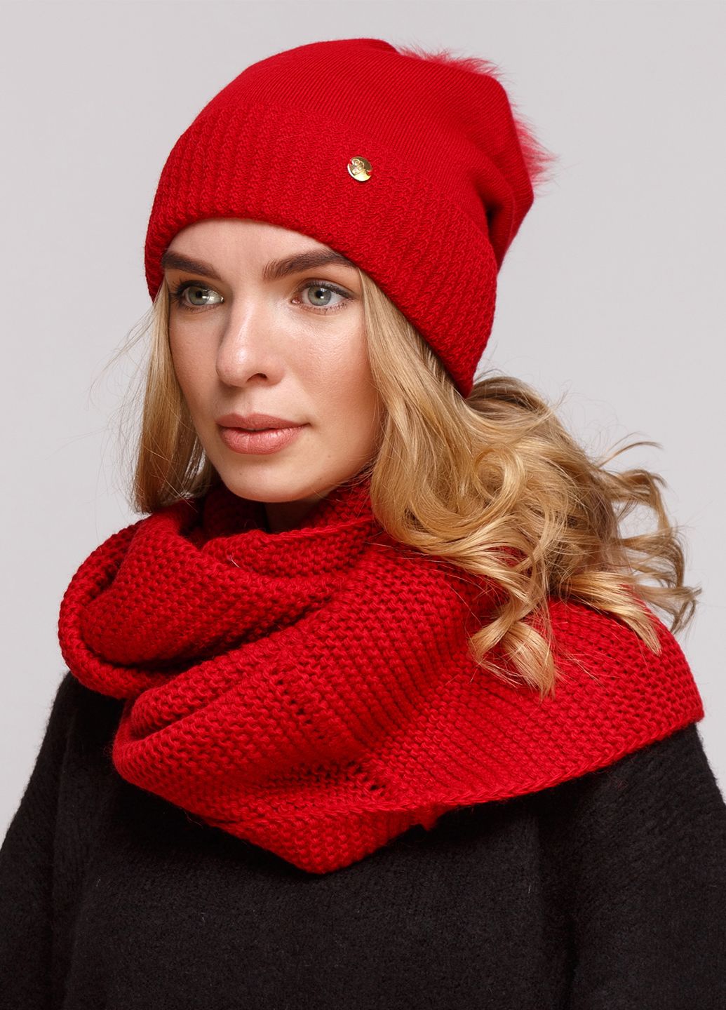 

Комплект (шапка, шарф-снуд) Fashion Star 56-60 см Красный 660070