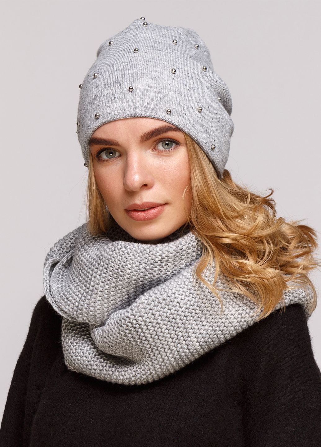 

Комплект (шапка, шарф-снуд) Fashion Star 56-60 см Средне-серый 660043