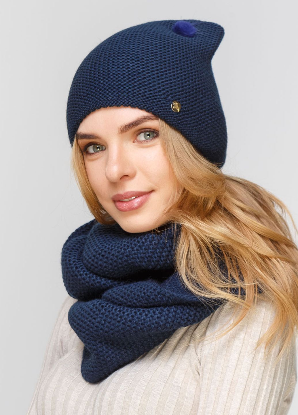 

Комплект (шапка, шарф-снуд) Fashion Star 56-60 см Синий 660472