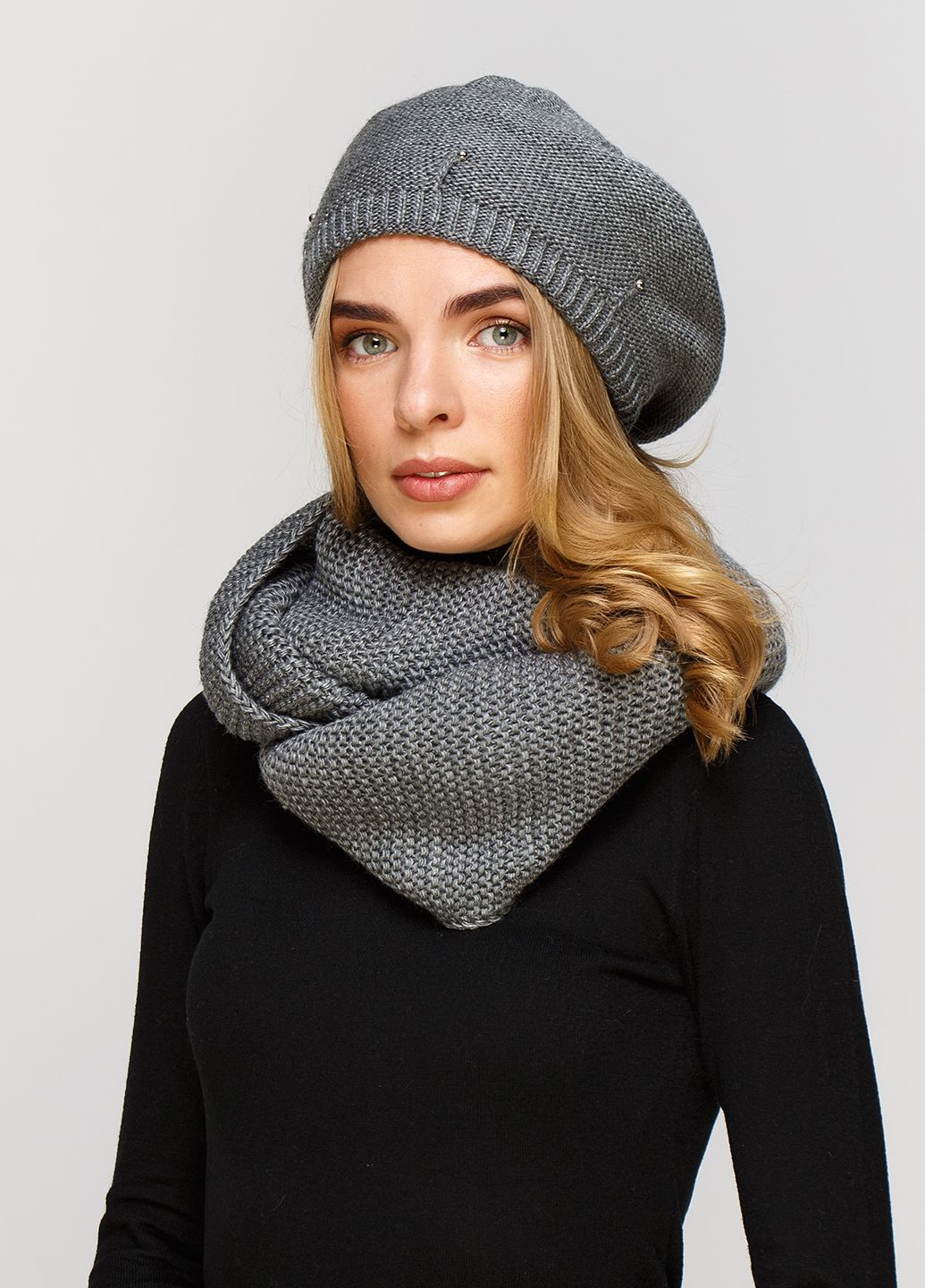 

Комплект (берет, шарф-снуд) Fashion Star 56-60 см Антрацитовый 660110