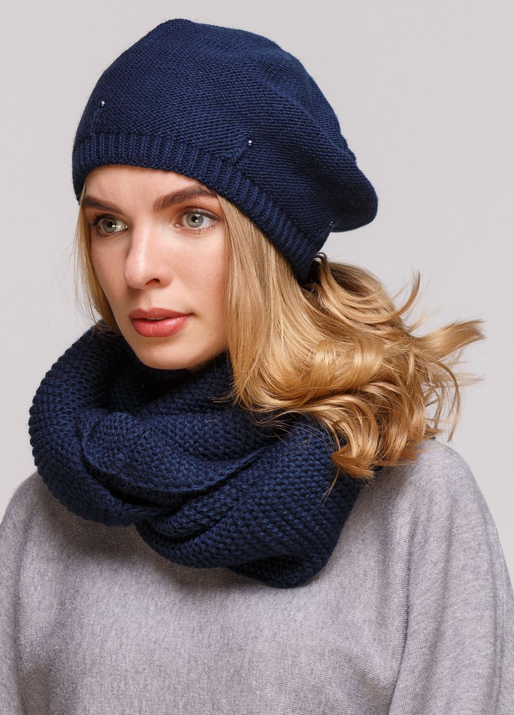 

Комплект (берет, шарф-снуд) Fashion Star 56-60 см Синий 660100
