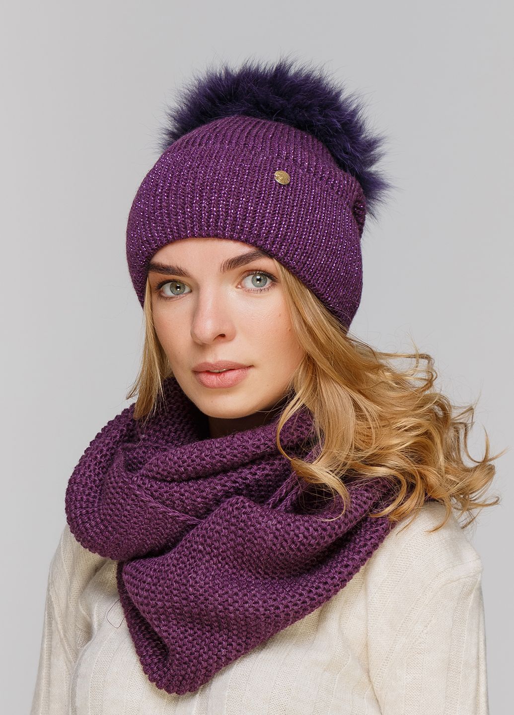 

Комплект (шапка, шарф-снуд) Fashion Star 56-60 см Фиолетовый 660167