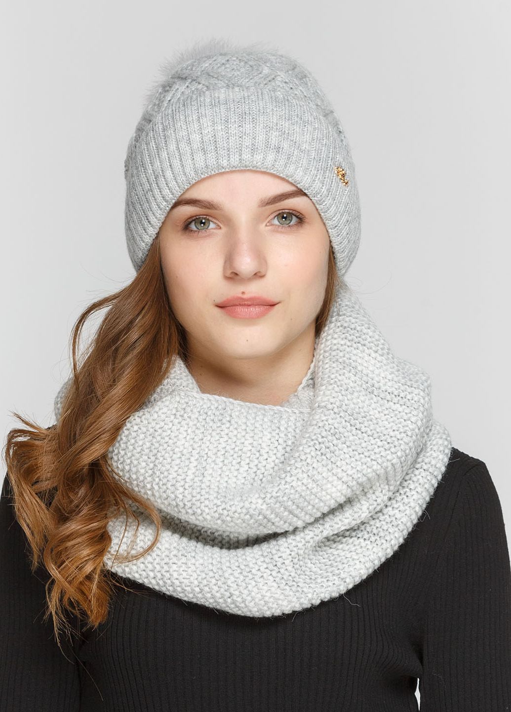 

Комплект (шапка, шарф-снуд) Fashion Star 56-60 см Дым 660558