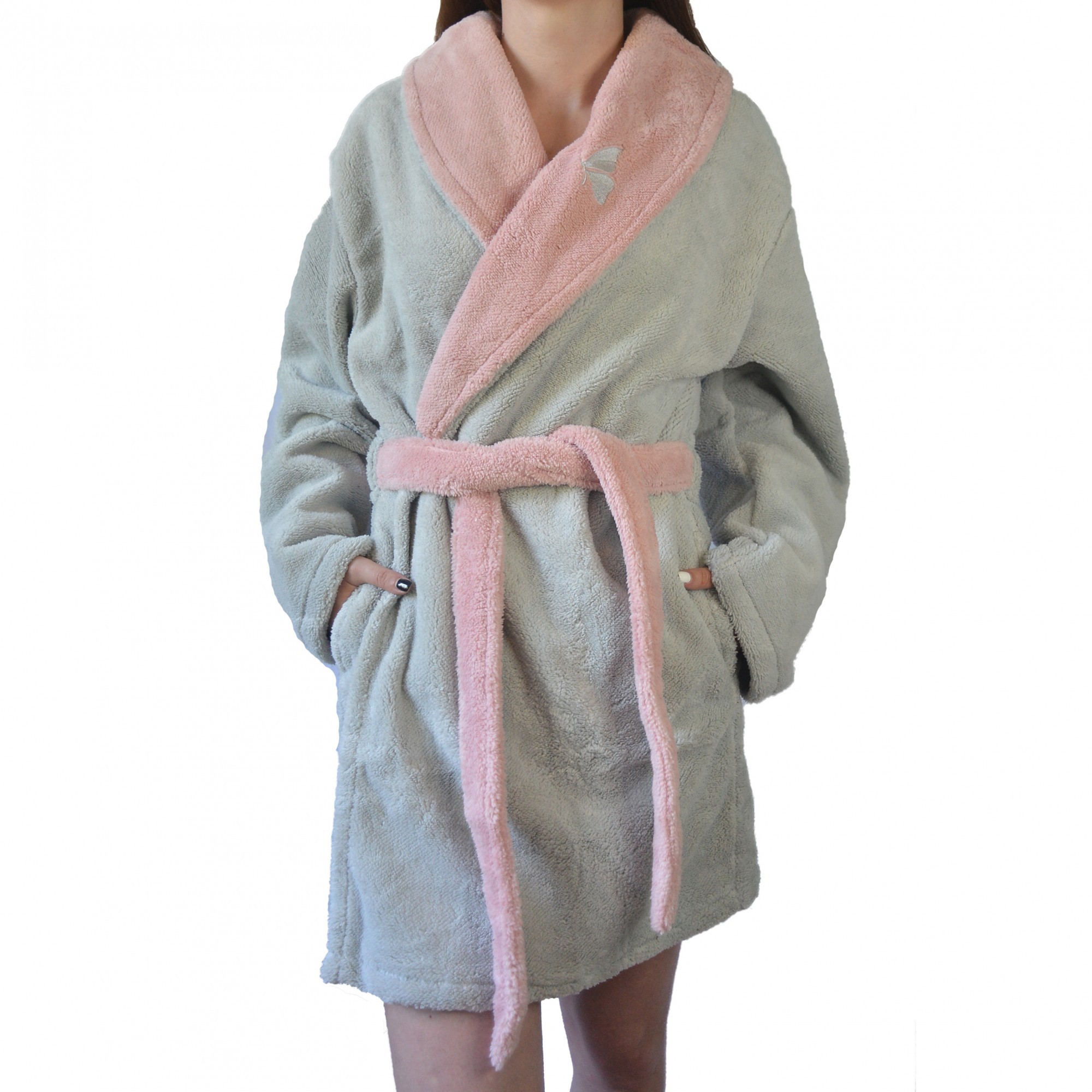 

Халат Sabia серый с розовым L/XL