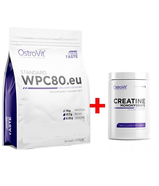 

Протеин Ostrovit Standart WPC 80, 2270 г Лимонный взрыв + Креатин OstroVit Creatine Monohydrate 500 г Без вкуса (431717)