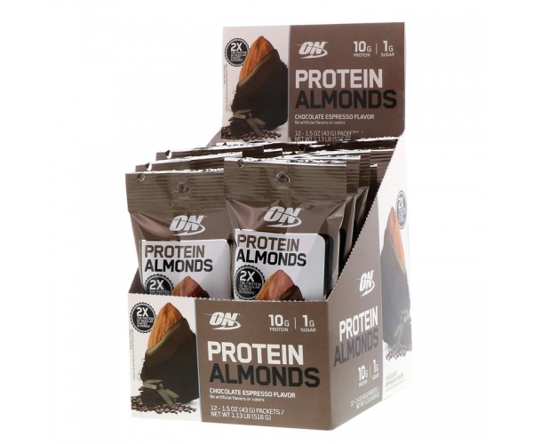 

Заменитель питания Optimum Protein Almonds, 43 г Черный шоколад-трюфель - 12 шт (32495)